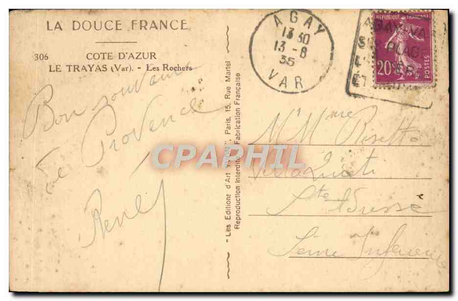 CPA Le Trayas Les Rochers — Reverso
