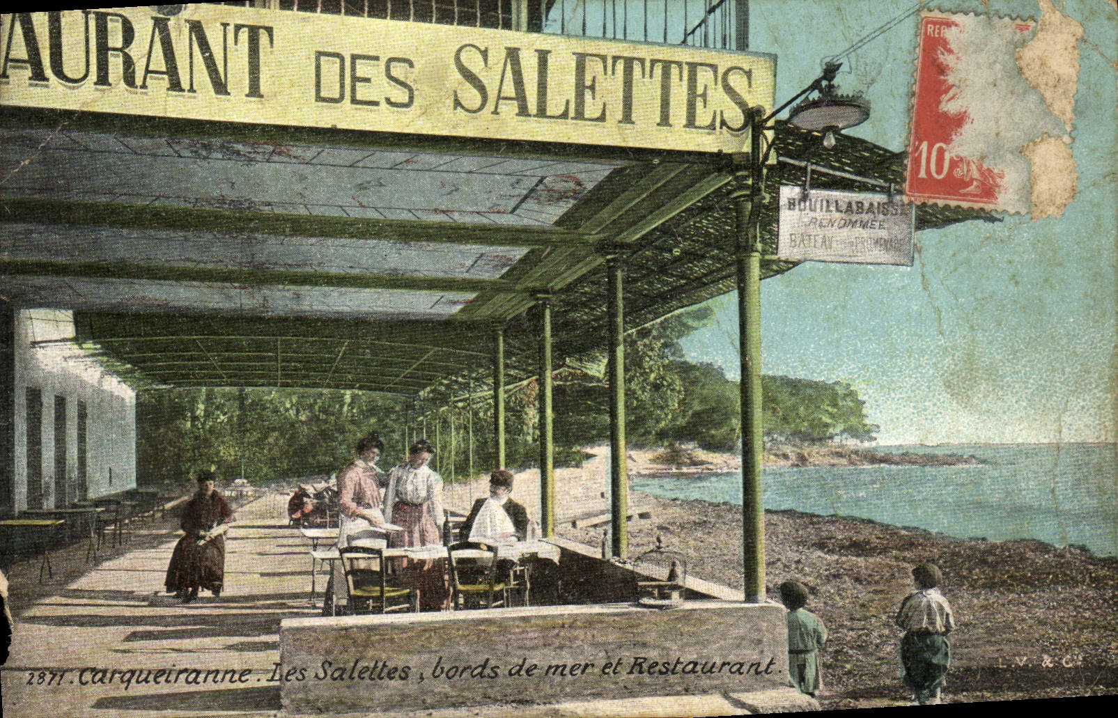 CPA Carqueiranne Les Salettes Bords de mer et restaurant