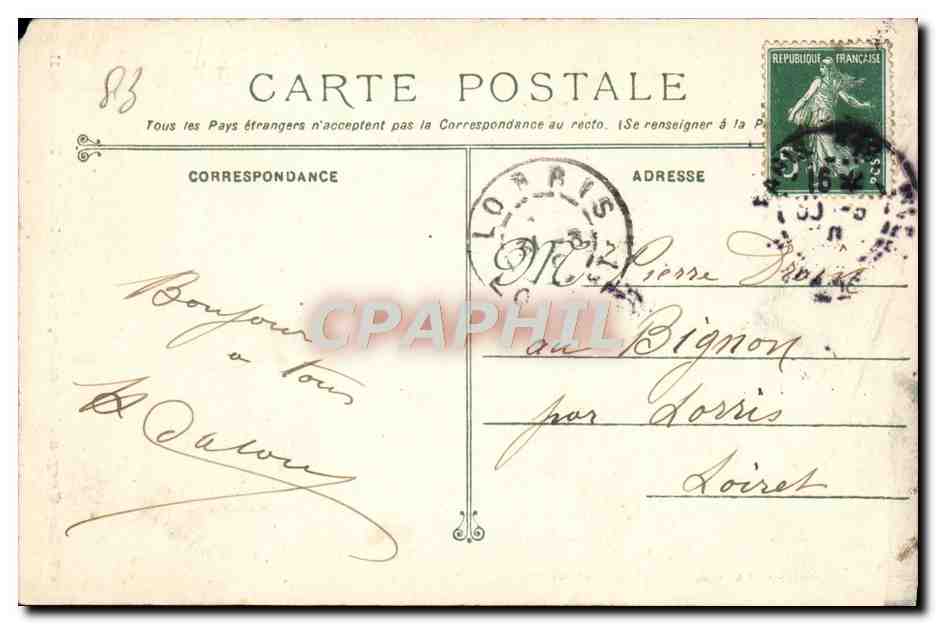 Les Gorges d'Ollioules, près Toulon. La Roche taillée — éditeur : impr. M. M. L. Paris, n° 67 — Verso