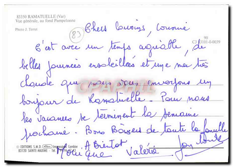 CPM Ramatuelle Vue Generale au fond Pampelonne — Rückseite