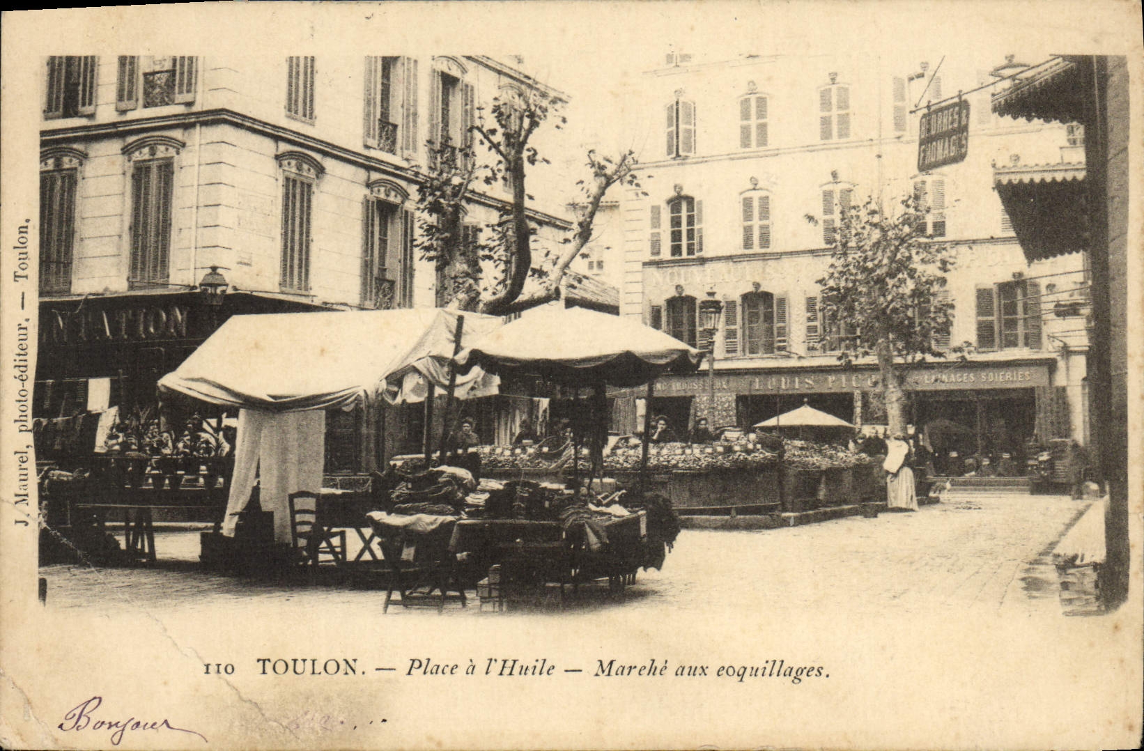 Antike Ansichtskarte Toulon Place a l'Huile Markt der Schneckenhäuser