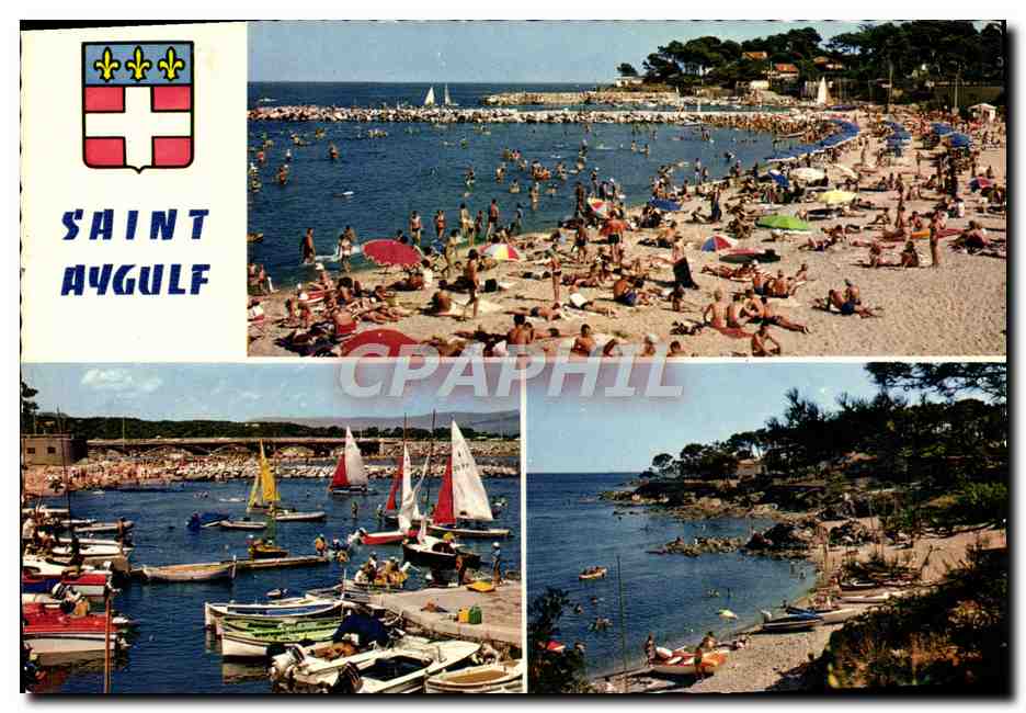 CPM Saint Aygulf La Plage Le port retour des Regates Plage du Pebrier 