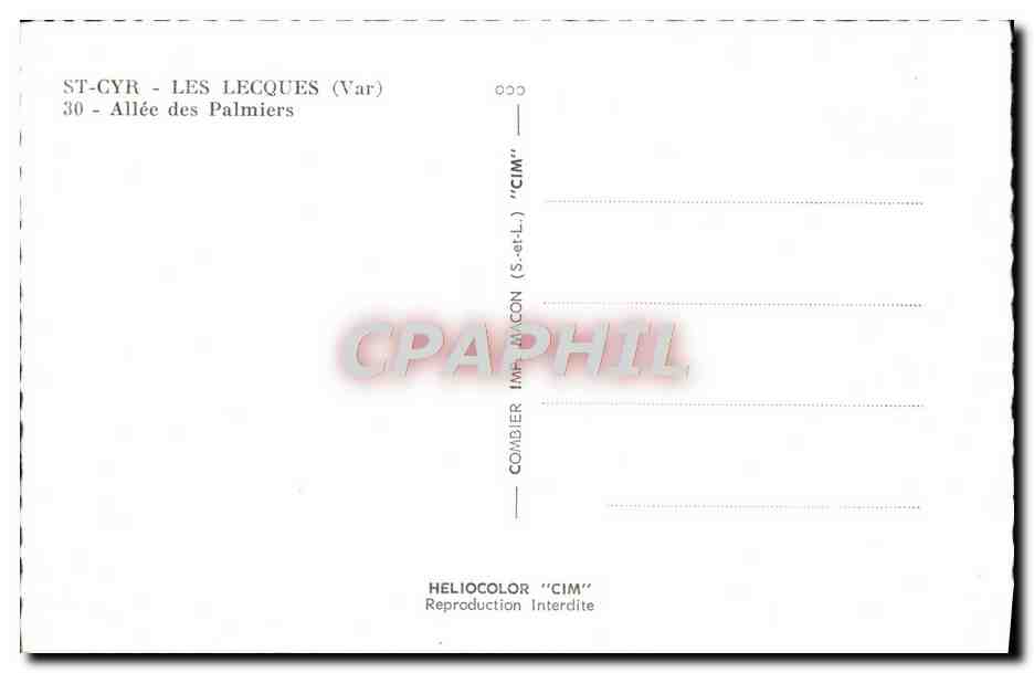 CPA St Cyr Les Lecques Allee des Palmiers — Rückseite