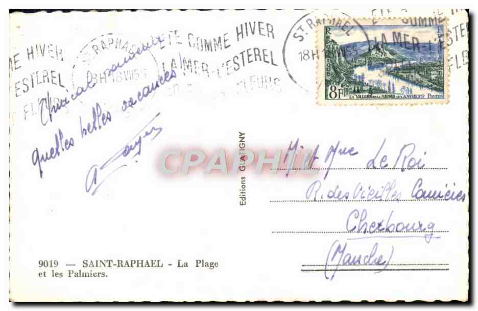 Saint-Raphaël - La Plage et les Palmiers — Éditions Gligny, n° 9019 — Verso