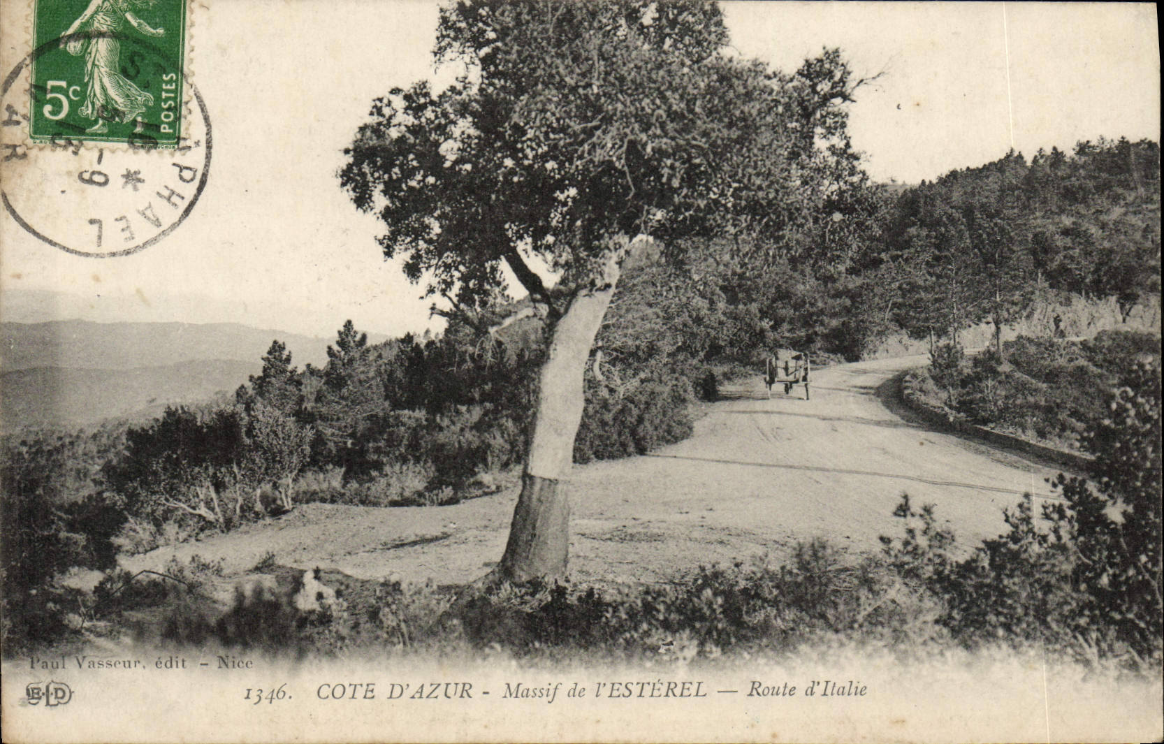 Côte d'Azur - Massif de l'Estérel — Route d'Italie — Paul Vasseur, édit. Nice, n°1346