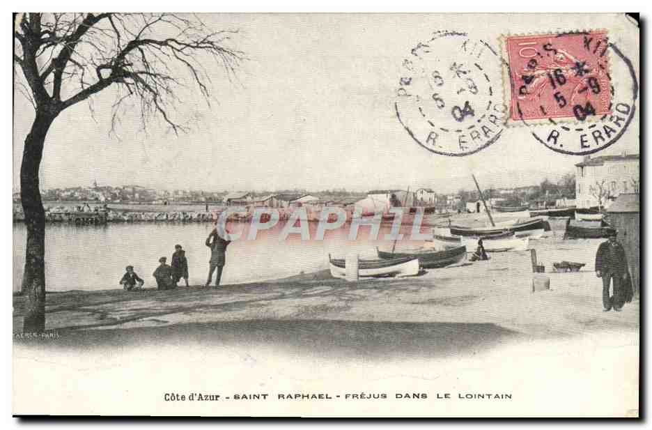Vintage Postcard Saint Raphael Frejus In The Distance