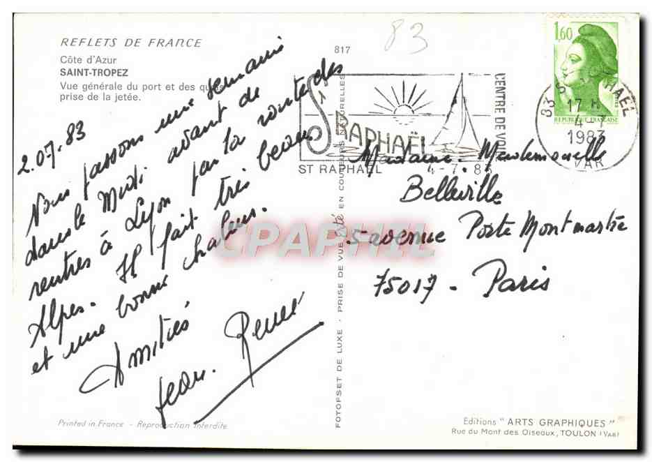 Saint-Raphaël — General View of the Port and Quays — Editions Arts Graphiques — Back