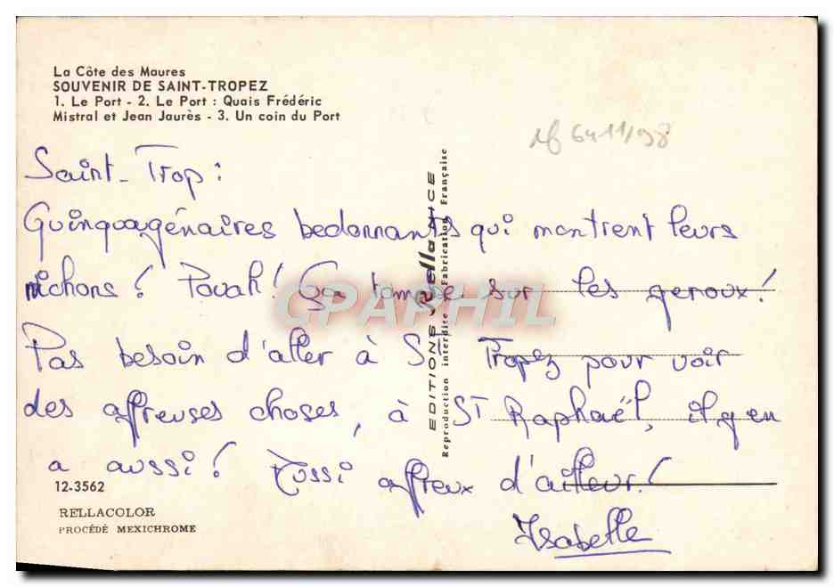 Saint-Tropez — Hafen und Kai — Éditions Rellacolor — Rückseite