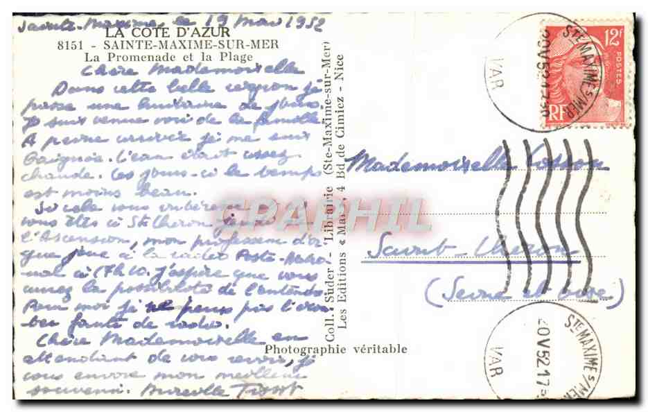 CPM Saint Maxime sur Mer La Promenade et la Plage — Rückseite