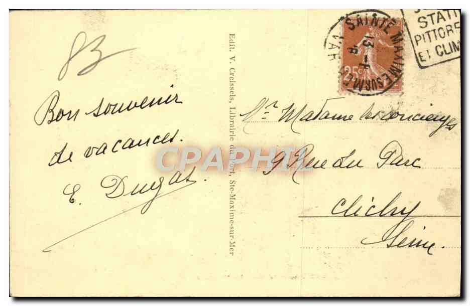 CPA Sainte Maxime Sur Mer Bord de Mer La Madrague — Rückseite