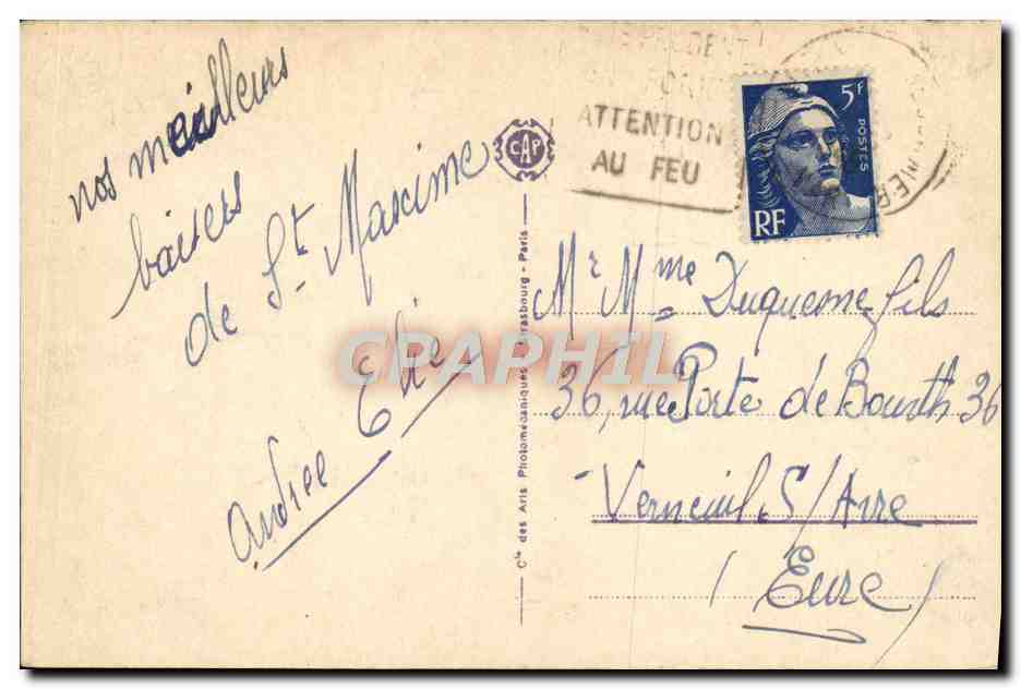 CPA Sainte Maxime Sur Mer Le Casino et la Plage — Verso
