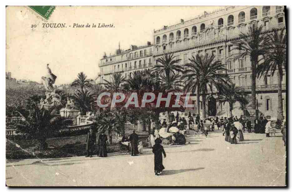 Tarjeta postal antigua Place de la Liberte Toulon