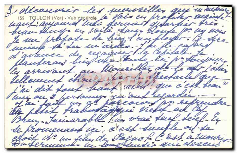 CPA Toulon Vue generale  — Verso
