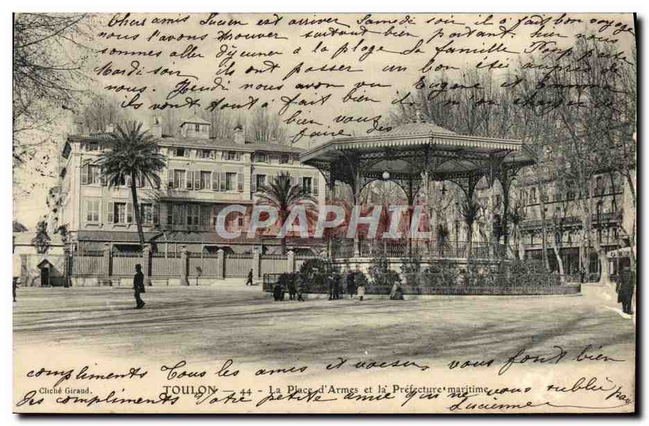 CPA Toulon La place d'armes et la prefecture maritime Kiosque 