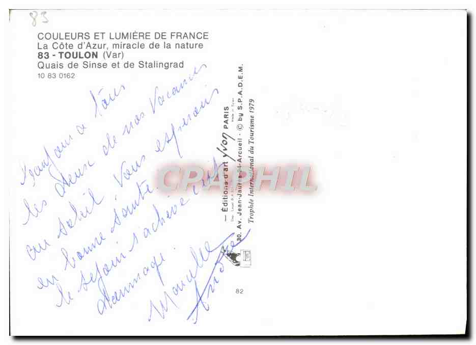 CPM Toulon Quais de Sinse et de Stalingrad — Verso