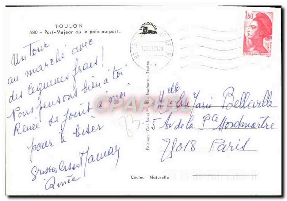 Port-Méjean — vue du port — Édition Gai Soleil, Toulon, n°580 — Verso