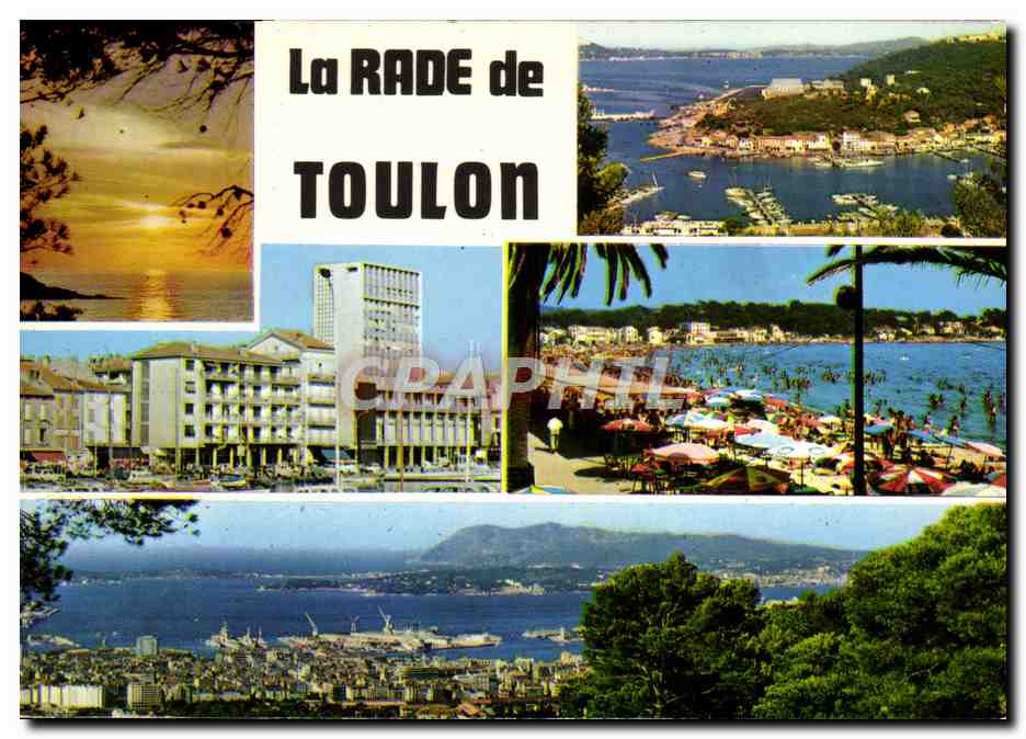 La RADE de TOULON — vue panoramique et plage — éditeur CPAPHIL