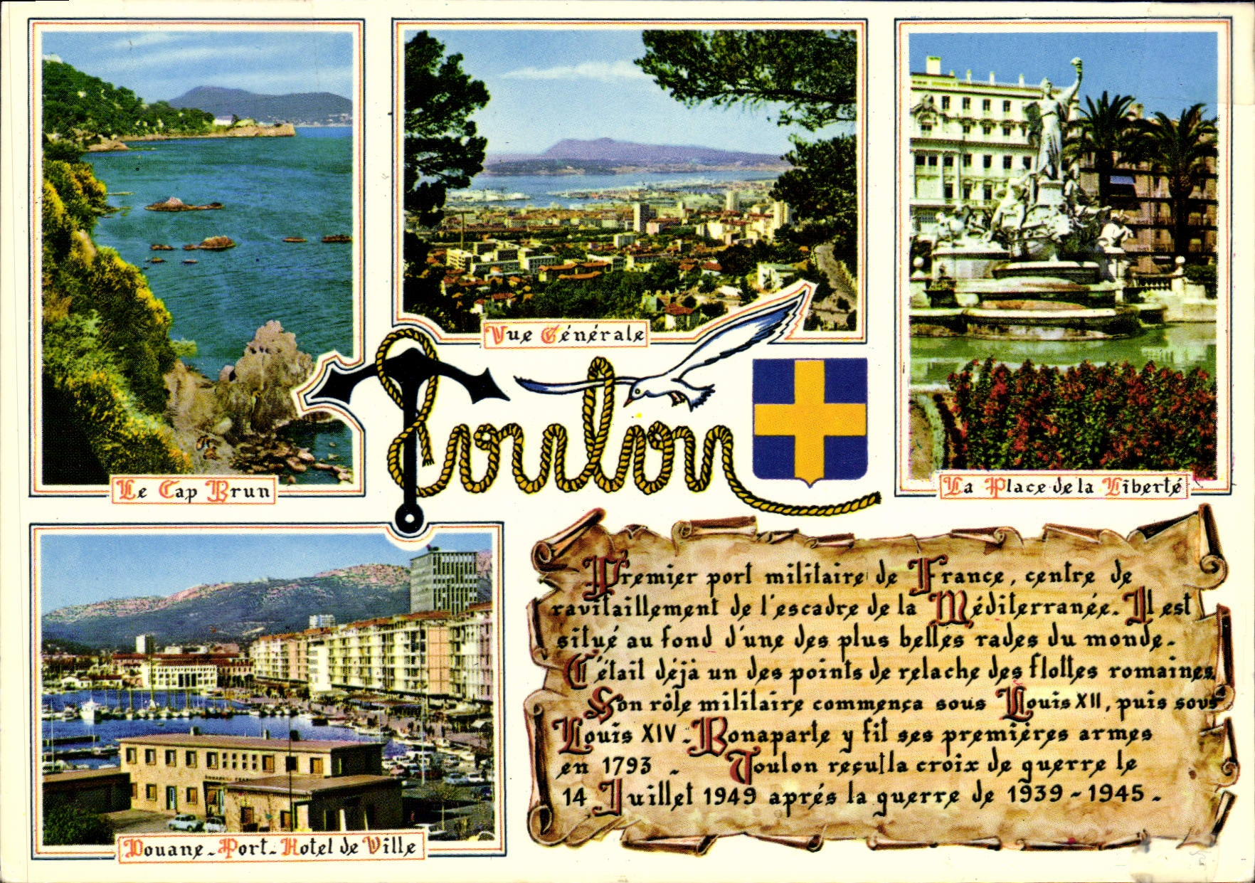 Toulon — Vista general, Capo Brùno, Plaza de la Libertad, Aduana - Puerto, Hotel de Ville — Ediciones S.E.P.T. - 74-466