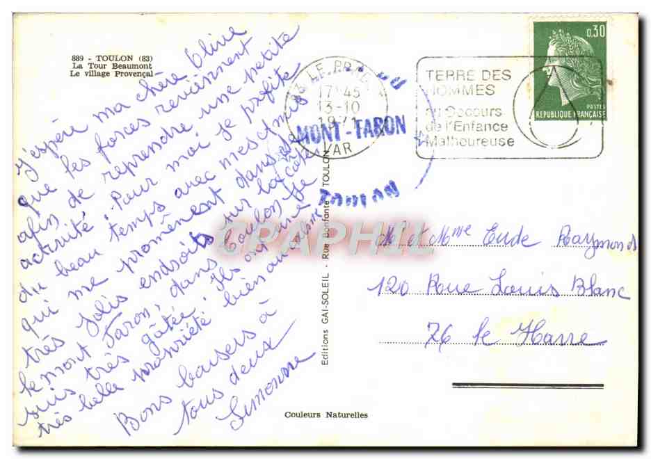 Ceranagoue — Village de Mont-Taron — Éditions Gai-Soleil — Verso