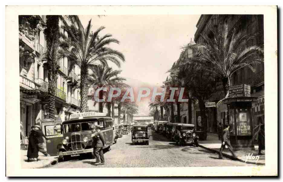 Toulon - Avenue Colbert — vue de rue avec palmiers et bus — éditeur Yllon