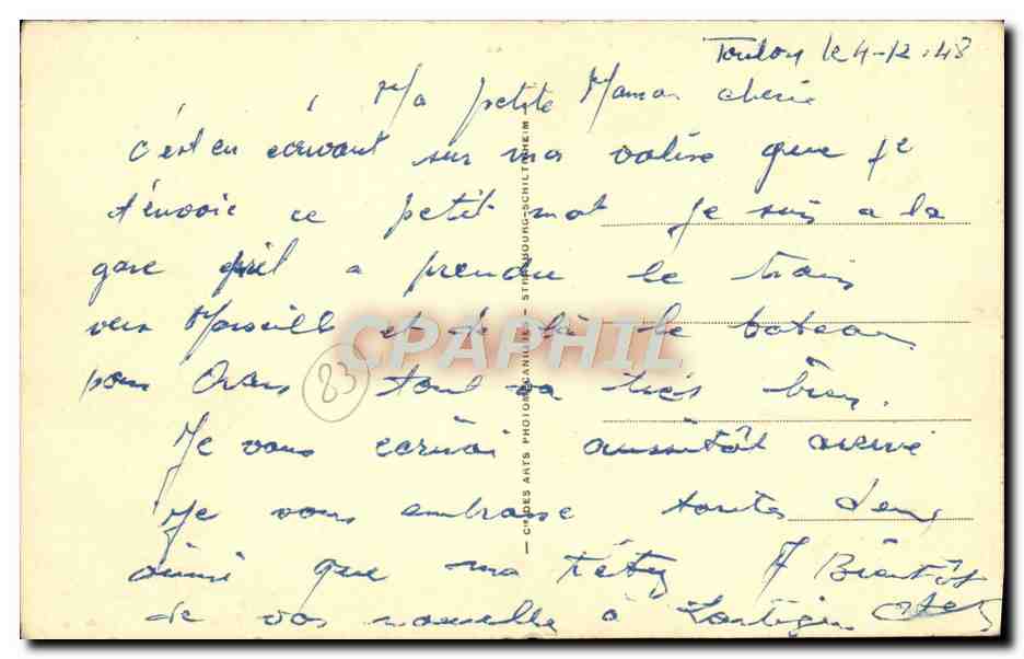Toulon — Place Albert Ier et la gare — éditeur C. P. A. n° 48 — Rückseite