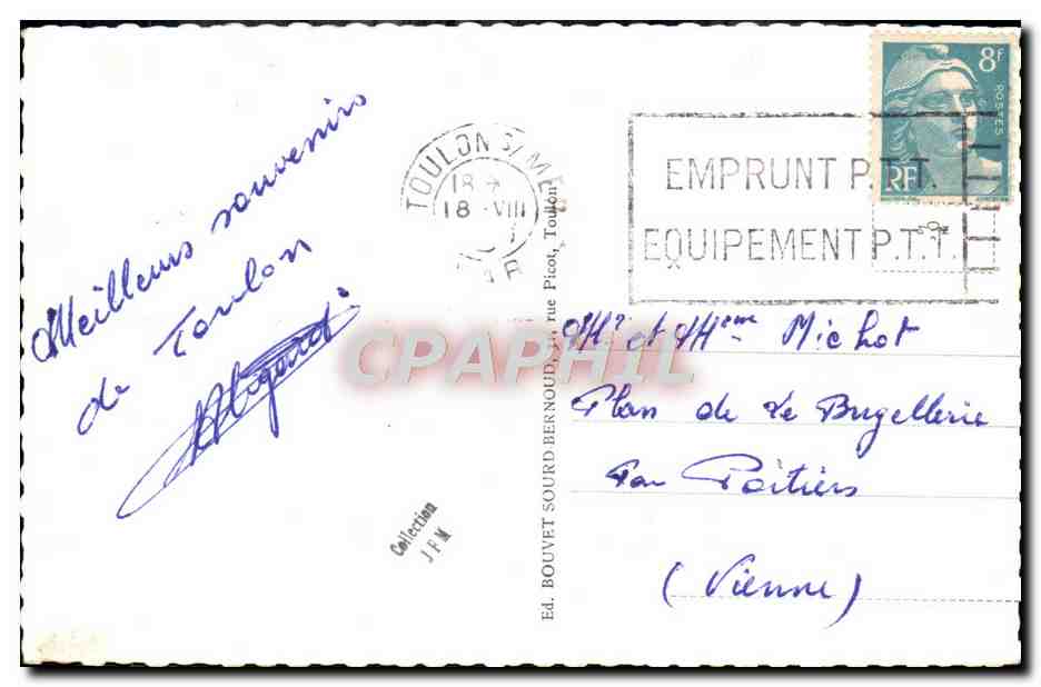 Toulon - La Rade — vue du port avec navires et bateaux — Éd. Bouvet, n° 205 — Verso