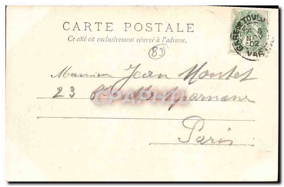 CPA Toulon L'Arsenal Maritime les Transports de Guerre Bateaux — Verso