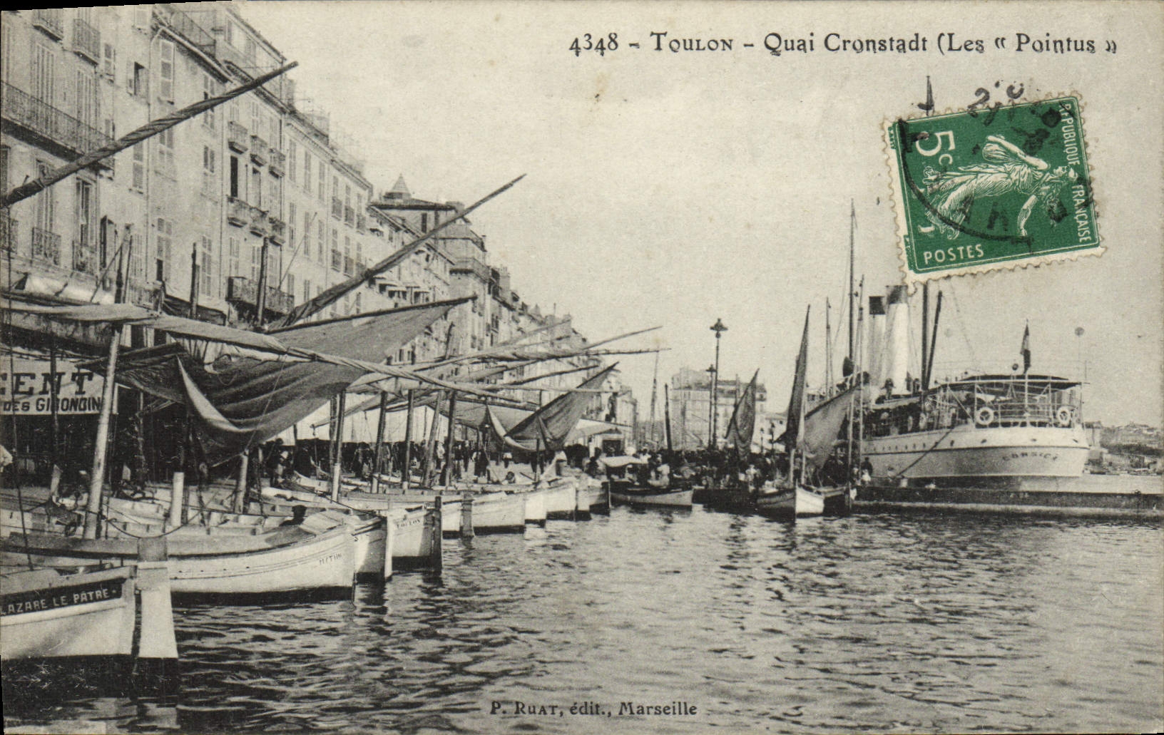 CPA Toulon Quai Cornstadt Les pointus Bateaux 