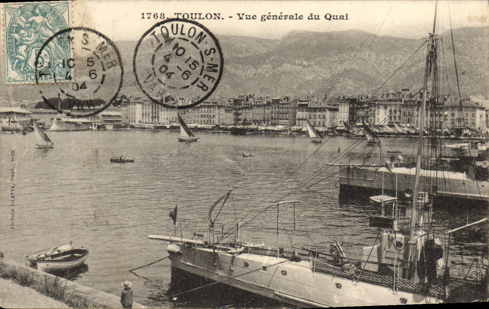 Toulon — Vue générale du Quai — Édition Giletta, Nice, n°1768