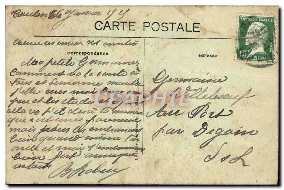 Tarjeta postal antigua Toulon Cap Brun A través de un Sendero — Reverso