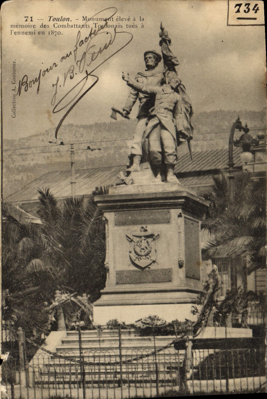 CPA Toulon Monument eleve a la memoire des Combattants tues en 1870 Militaria