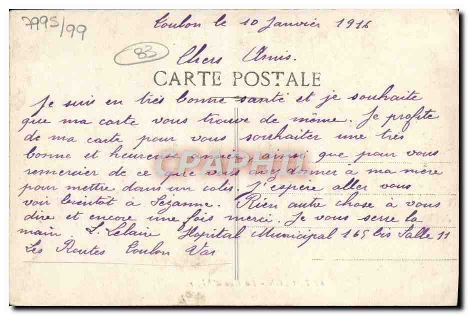 CPA Toulon La Rue d'Alger  — Verso