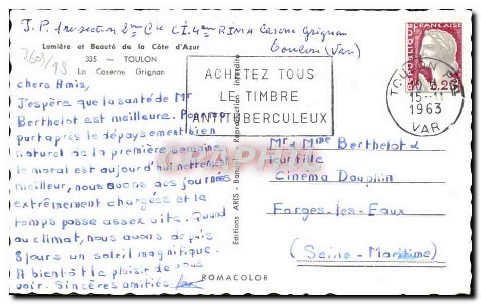 Caserne Grignan — Lumière et Beauté de la Côte d'Azur — Éditions ARIS — Rückseite