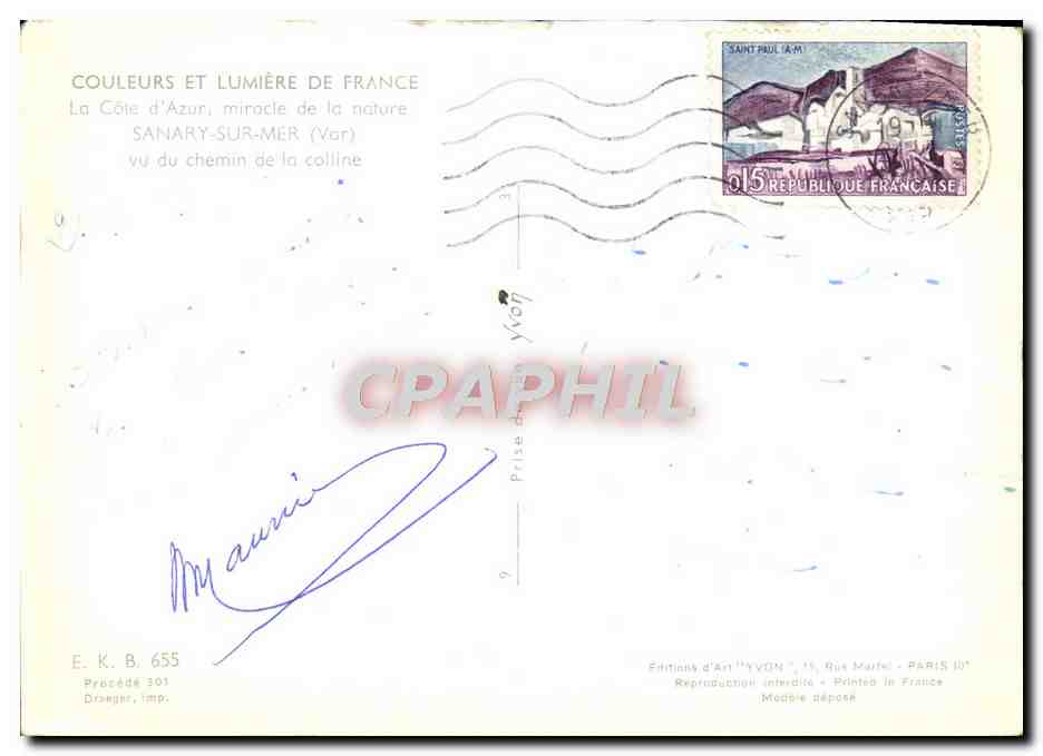 CPM Sanary sur Mer vu du chemin de la colline — Verso