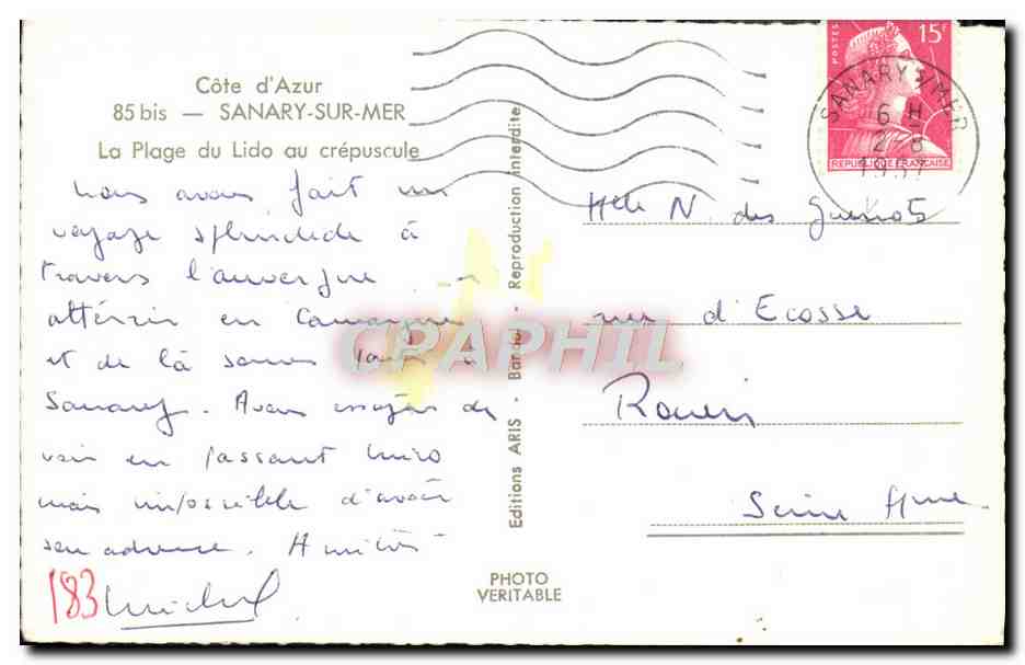 CPM Sanary sur Mer La Plage du Lido au crespuscule  — Verso