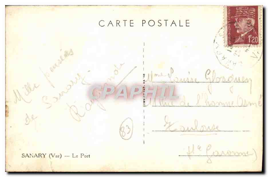 CPA Sanary Le Port  — Verso
