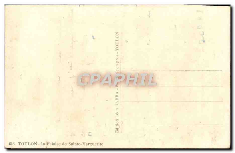 La Palaise de Sainte-Marguerite — Toulon — Édition Léon DARRA — Verso