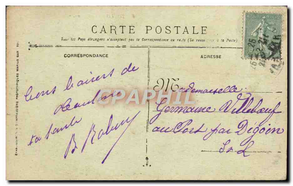 CPA Toulon Cap Brun Les Pins du Peintre Courdouan — Verso