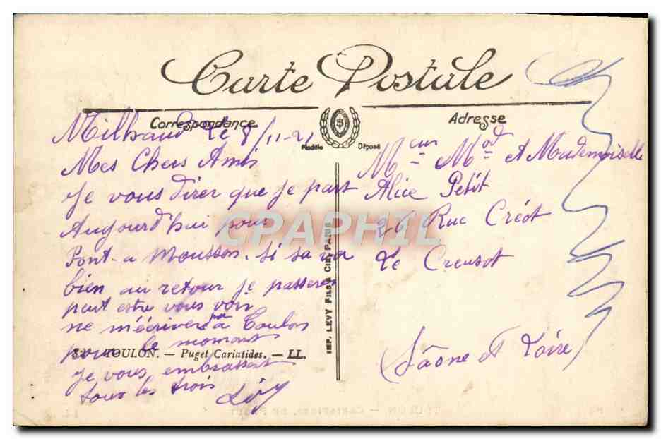 Toulon — Cariatides, de Puget — LL — Verso