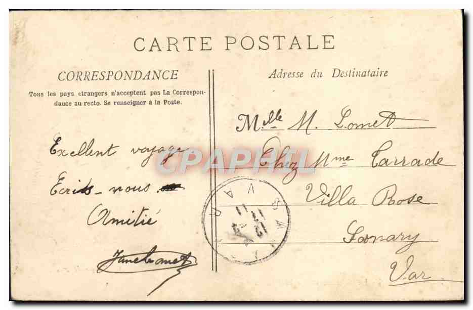 Toulon - Le Monument de la Fédération — A. Bongault, n° 760 — Verso