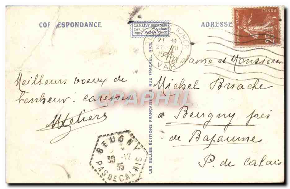 Tarjeta postal antigua Toulon Le Vedettes Bateaux Marins — Reverso