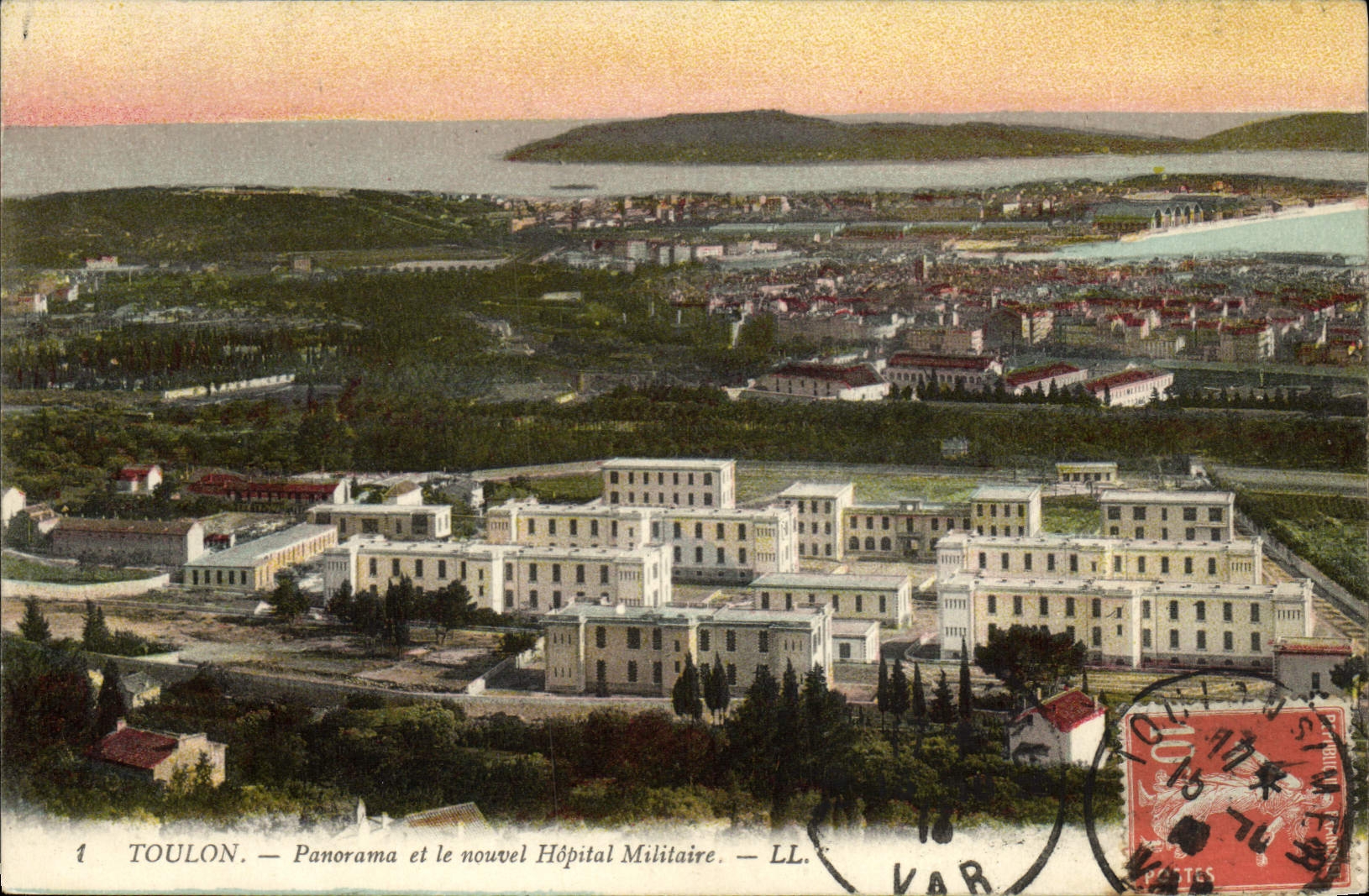 CPA Toulon Panorama et le nouvel Hopital Militaire Militaria