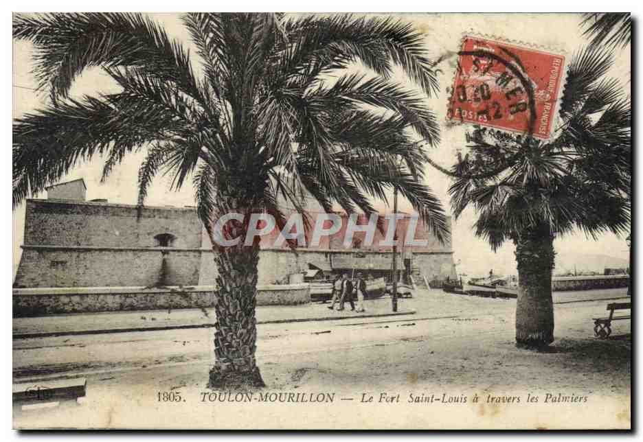 Toulon-Mourillon — Le Fort Saint-Louis à travers les Palmiers — 1805