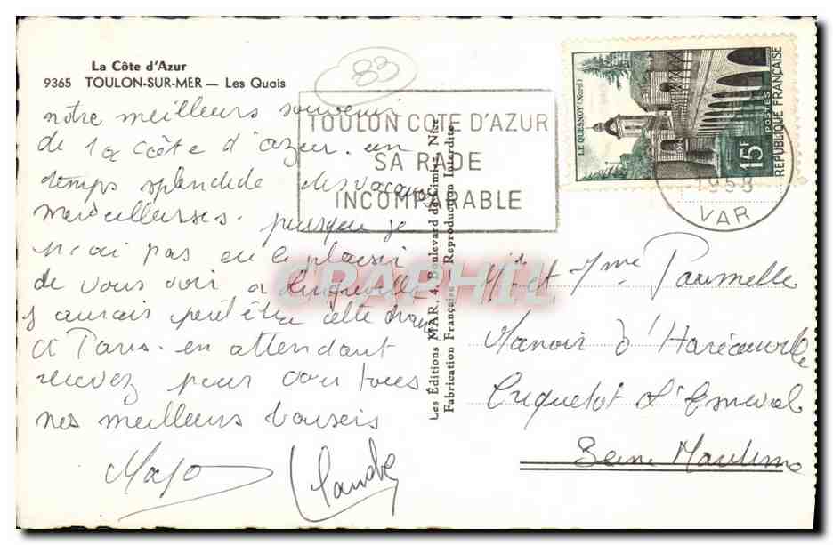 Port de Toulon-sur-Mer — Les Quais — Éditions MAR — Rückseite