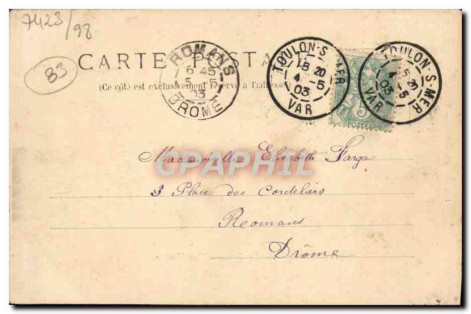 CPA Toulon La Gare Place Vauban — Rückseite
