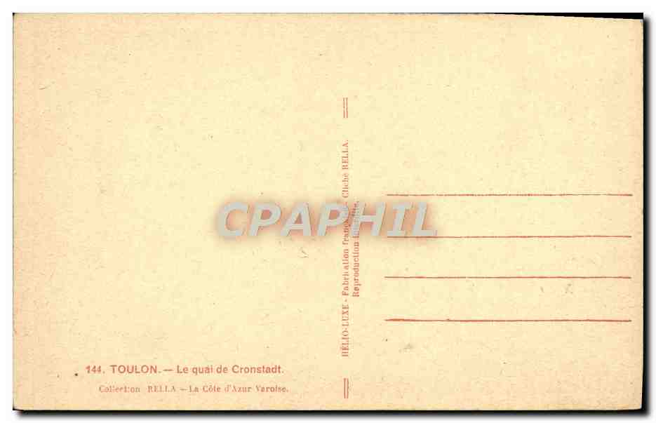 Toulon — Le quai de Cronstadt — Collection Rella — Reverso