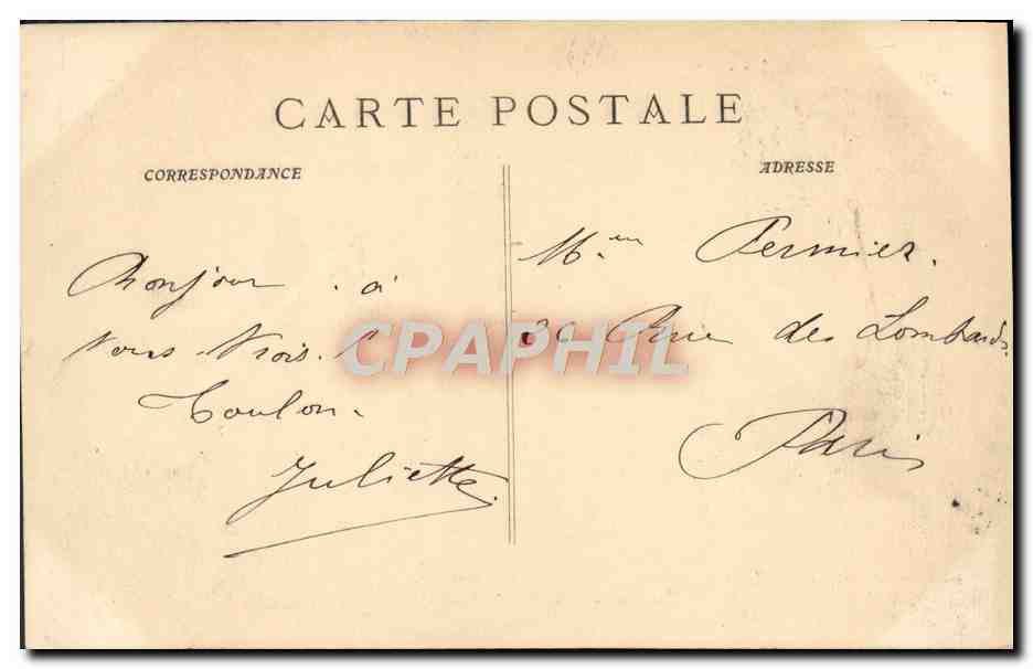 Toulon - Grand Hôtel und Place de la Liberté — P. Ruat, Verlag, Marseille, Nr. 4342 — Rückseite