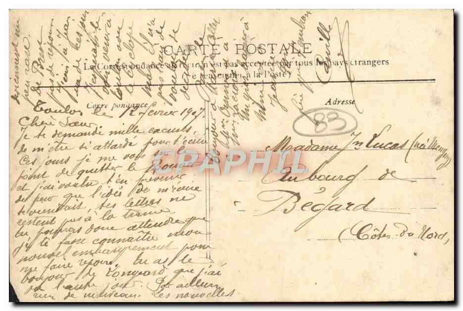 Toulon — Vue générale de Tamaris — Brevet L. D. F. Clavel, Editeur-Toulon — Reverso
