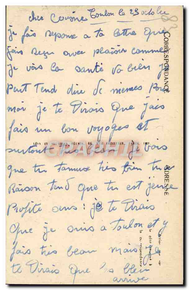 CPA Toulon Vue d'Ensemble des Quais Bateaux — Verso