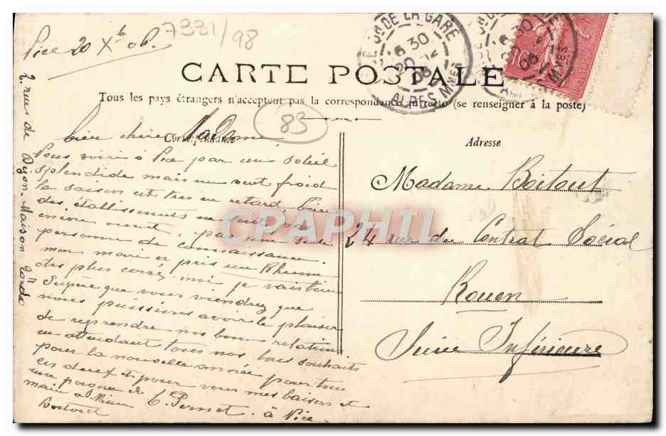 Toulon. La Caisse d'Épargne — éditeur Messall, n°7 — Rückseite